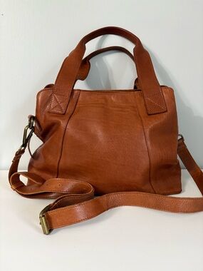 Vilenca Holland Genuine Leather Convertible Satchel Crossbody Bag Boho Cognac